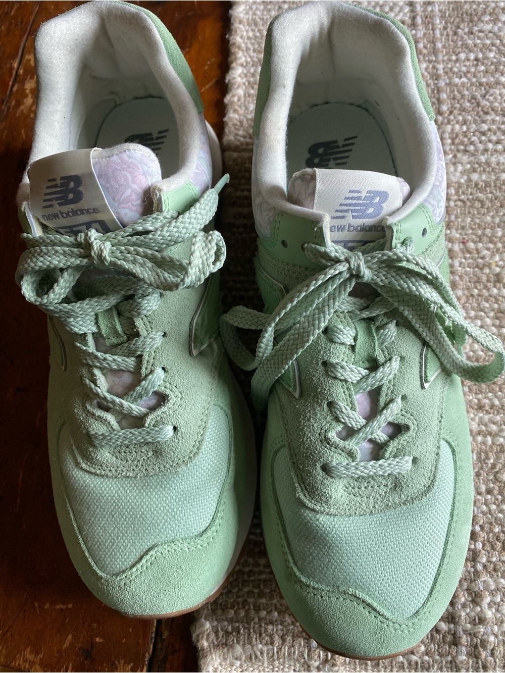 New Balance Women's Mint Green Suede Athletic Sneakers - Picture 5 of 8
